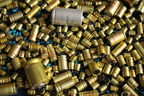 Some of the *many* electrolytic and tantalum caps that we replaced on our Studer 169s